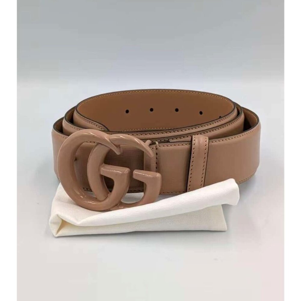 Gucci Azalea Calfskin Enamel Monochrome GG 40mm Belt Camelia 120cm 400593 - Picture 9 of 9